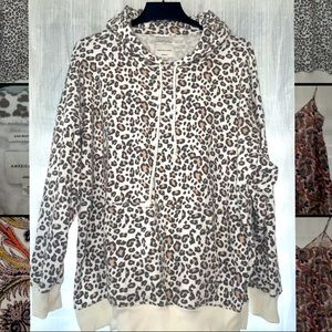 Oversized leopard print pull over hoodie